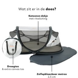Deryan Baby Luxe Campingbedje – Inclusief zelfopblaasbare matras - Silver