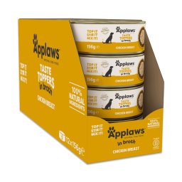 12x 156g Applaws Taste Toppers Natural in bouillon Kip nat hondenvoer