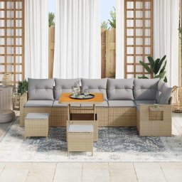 vidaXL Tuinbankenset 11 st Beige en Licht Grijs poly rattan