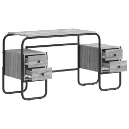 vidaXL Bureau met opbergruimte Grijs Sonoma 145 x 50 x 75 cm