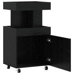 vidaXL Serveerwagen Zwart eiken 50 x 41 x 89 cm Bewerkt hout