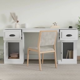 vidaXL Bureau met kast bewerkt hout wit