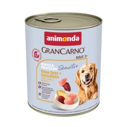 6x 800g animonda GranCarno Adult Sensitive Pure Kalkoen & Aardappelen Honden Natvoer