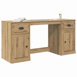 vidaXL Bureau met kast Artisan Eiken Bewerkt hout 154,5 x 50 x 75 cm