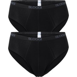 sloggi - Maat M - men Basic Heren Midi slip - 2-pack - Zwart