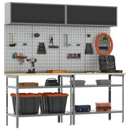 vidaXL Werkbankset 8 st Zwart en Grijs Gepoedercoat staal