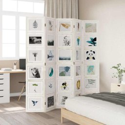 vidaXL Kamerscherm met 5 panelen massief paulowniahout wit