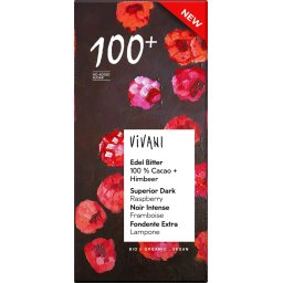 Vivani Superior Dark 100% Cacao Chocolate Raspberry