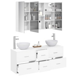 vidaXL Badkamermeubelset 4 st Wit Bewerkt hout en glas