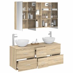 vidaXL Badkamermeubelset 4 st Sonoma Eiken Bewerkt hout en glas