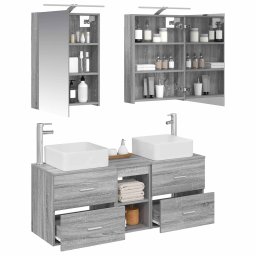 vidaXL Badkamermeubelset 5 st Grijs Sonoma Bewerkt hout en glas