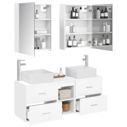 vidaXL Badkamermeubelset 5 st Wit Bewerkt hout en glas