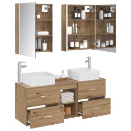 vidaXL Badkamermeubelset 5 st Artisanaal eiken Bewerkt hout en glas