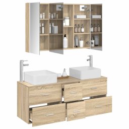 vidaXL Badkamermeubelset 4 st Sonoma Eiken Bewerkt hout en glas