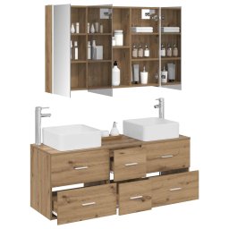 vidaXL Badkamermeubelset 4 st Artisanaal eiken Bewerkt hout en glas