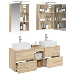 vidaXL Badkamermeubelset 5 st Sonoma Eiken Bewerkt hout en glas