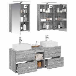 vidaXL Badkamermeubelset 5 st Grijs Sonoma Bewerkt hout en glas