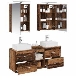 vidaXL Badkamermeubelset 5 st Oud hout Bewerkt hout en glas