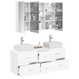 vidaXL Badkamermeubelset 4 st Wit Bewerkt hout en glas