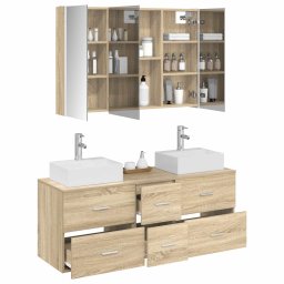 vidaXL Badkamermeubelset 4 st Sonoma Eiken Bewerkt hout en glas