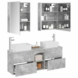 vidaXL Badkamermeubelset 5 st Betongrijs Bewerkt hout en glas