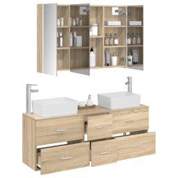 vidaXL Badkamermeubelset 4 st Sonoma Eiken Bewerkt hout en glas
