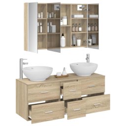 vidaXL Badkamermeubelset 4 st Sonoma Eiken Bewerkt hout en glas