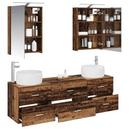 vidaXL Badkamermeubelset 5 st Oud hout Bewerkt hout en glas