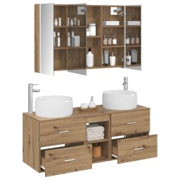 vidaXL Badkamermeubelset 4 st Artisanaal eiken Bewerkt hout en glas