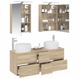 vidaXL Badkamermeubelset 5 st Sonoma Eiken Bewerkt hout en glas