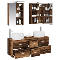 vidaXL Badkamermeubelset 5 st Oud hout Bewerkt hout en glas