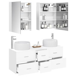 vidaXL Badkamermeubelset 5 st Wit Bewerkt hout en glas