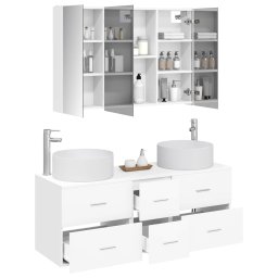 vidaXL Badkamermeubelset 4 st Wit Bewerkt hout en glas