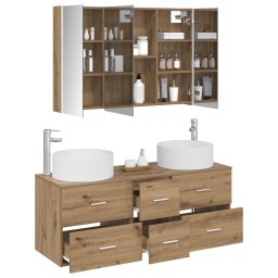 vidaXL Badkamermeubelset 4 st Artisanaal eiken Bewerkt hout en glas