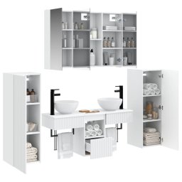 vidaXL Badkamermeubelset 6 st Wit Bewerkt hout en glas