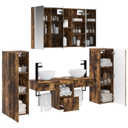 vidaXL Badkamermeubelset 6 st Gerookt eiken Bewerkt hout en glas