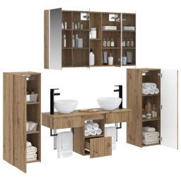 vidaXL Badkamermeubelset 6 st Artisanaal eiken Bewerkt hout en glas
