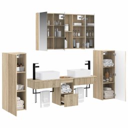 vidaXL Badkamermeubelset 6 st Sonoma Eiken Bewerkt hout en glas