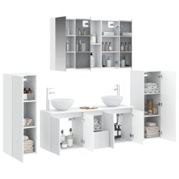 vidaXL Badkamermeubelset 6 st Wit Bewerkt hout en glas