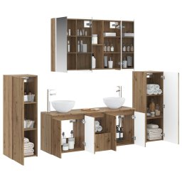 vidaXL Badkamermeubelset 6 st Artisanaal eiken Bewerkt hout en glas