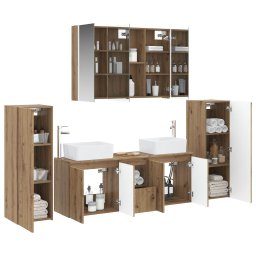 vidaXL Badkamermeubelset 6 st Artisanaal eiken Bewerkt hout en glas