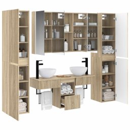vidaXL Badkamermeubelset 6 st Sonoma Eiken Bewerkt hout en glas