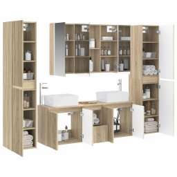 vidaXL Badkamermeubelset 6 st Sonoma Eiken Bewerkt hout en glas