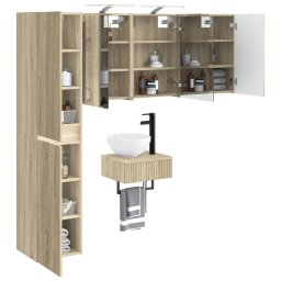 vidaXL Badkamermeubelset 5 st Sonoma Eiken Bewerkt hout en glas