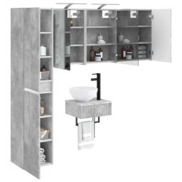vidaXL Badkamermeubelset 5 st Betongrijs Bewerkt hout en glas