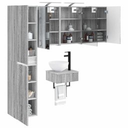 vidaXL Badkamermeubelset 5 st Grijs Sonoma Bewerkt hout en glas