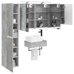 vidaXL Badkamermeubelset 5 st Betongrijs Bewerkt hout en glas