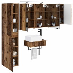 vidaXL Badkamermeubelset 5 st Oud hout Bewerkt hout en glas