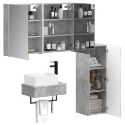 vidaXL Badkamermeubelset 4 st Betongrijs Bewerkt hout en glas