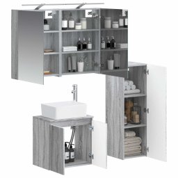 vidaXL Badkamermeubelset 4 st Grijs Sonoma Bewerkt hout en glas